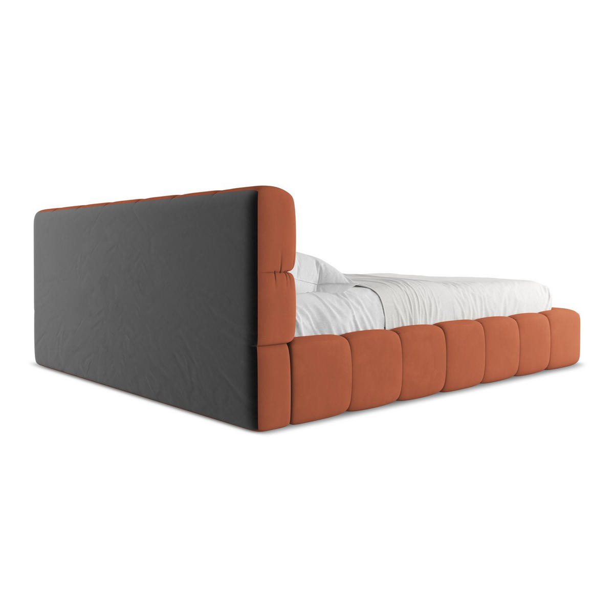 POLSTERBETT mit Bettkasten und Lattenrost 200x228 Orange - Terracotta/Schwarz, Kunststoff/Textil (180/200cm) - LaMiaSofa