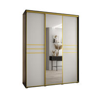 SCHWEBETÜRENSCHRANK 235,2/200/60 3-türig - Goldfarben/Schwarz, Holz/Metall (200/235/60cm) - Abiks Möbel