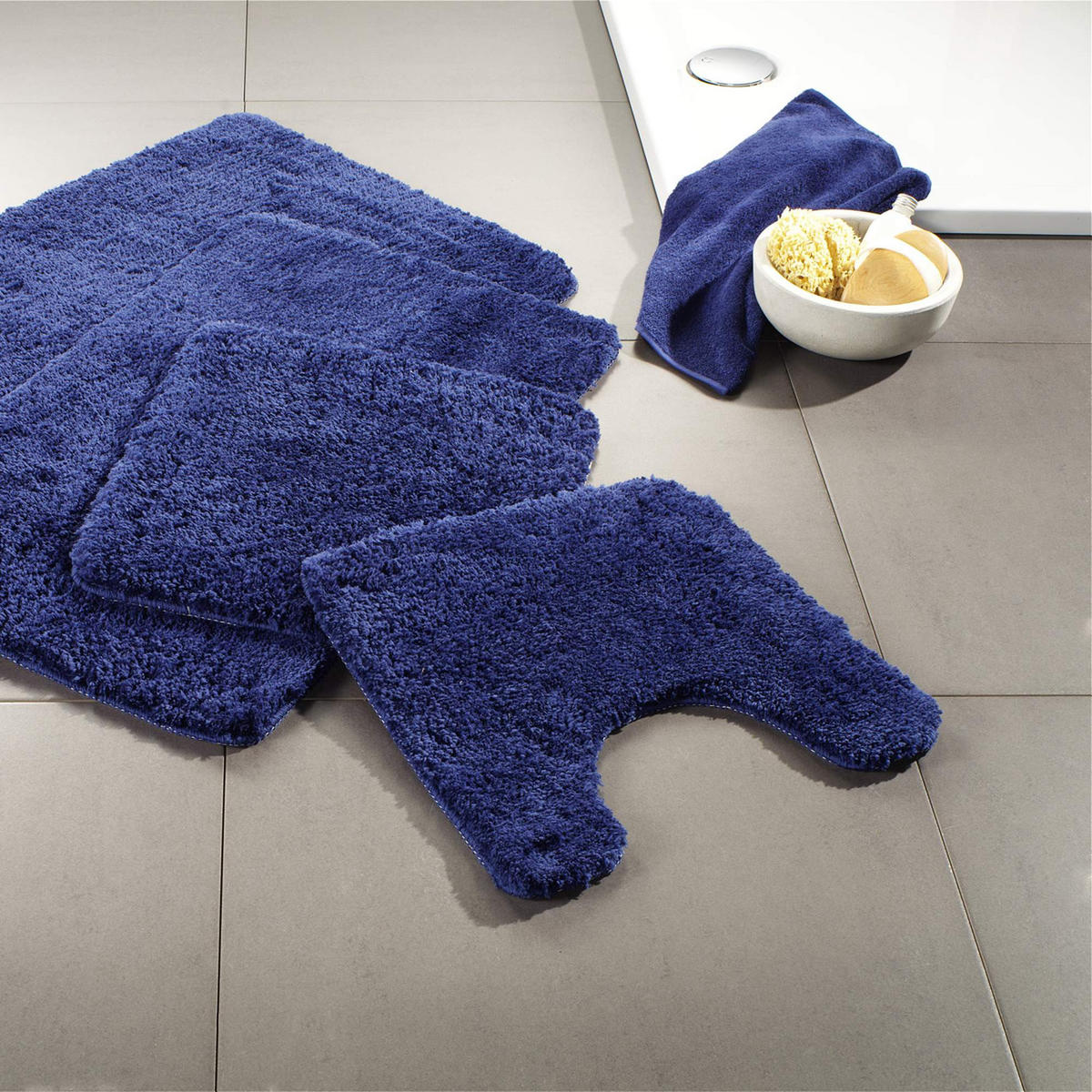 BADEMATTE Florenz - Dunkelblau, Textil (60/100cm) - WohnDirect