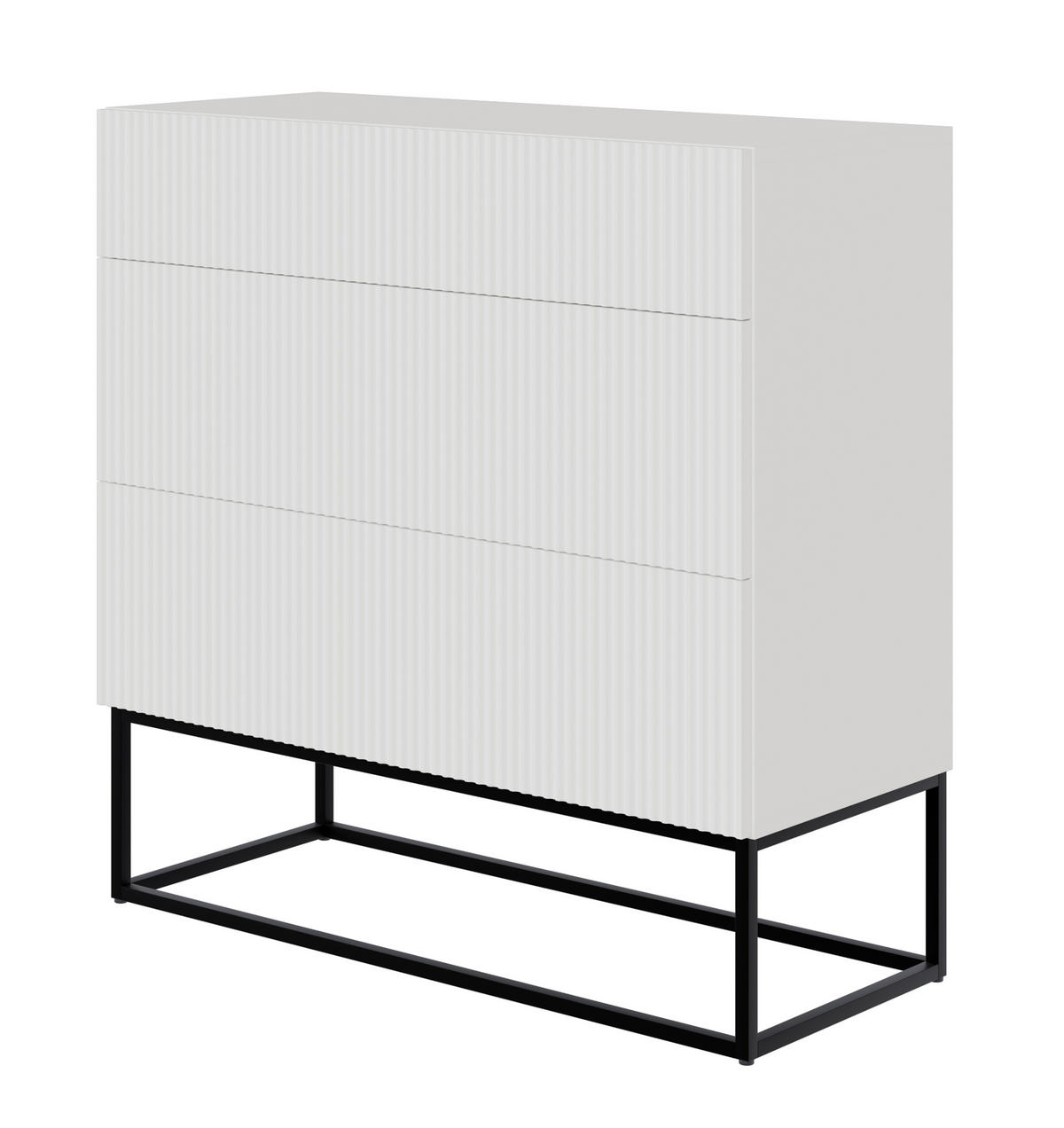 KOMMODE Veldio Weiß mit schwarzen Beinen 90 cm - Schwarz/Weiß, Holzwerkstoff/Metall (90/90/38cm) - Selsey