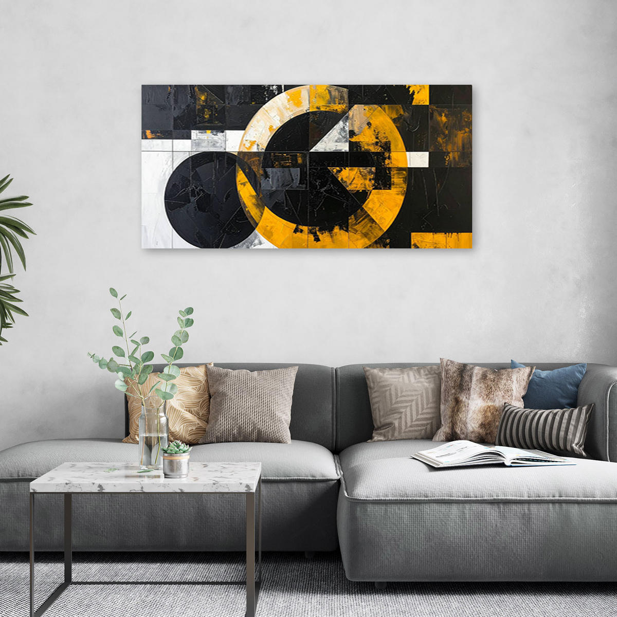 LEINWANDBILD 3D und geometrisch 80x40cm - Gelb, Textil (80/40cm) - Feeby