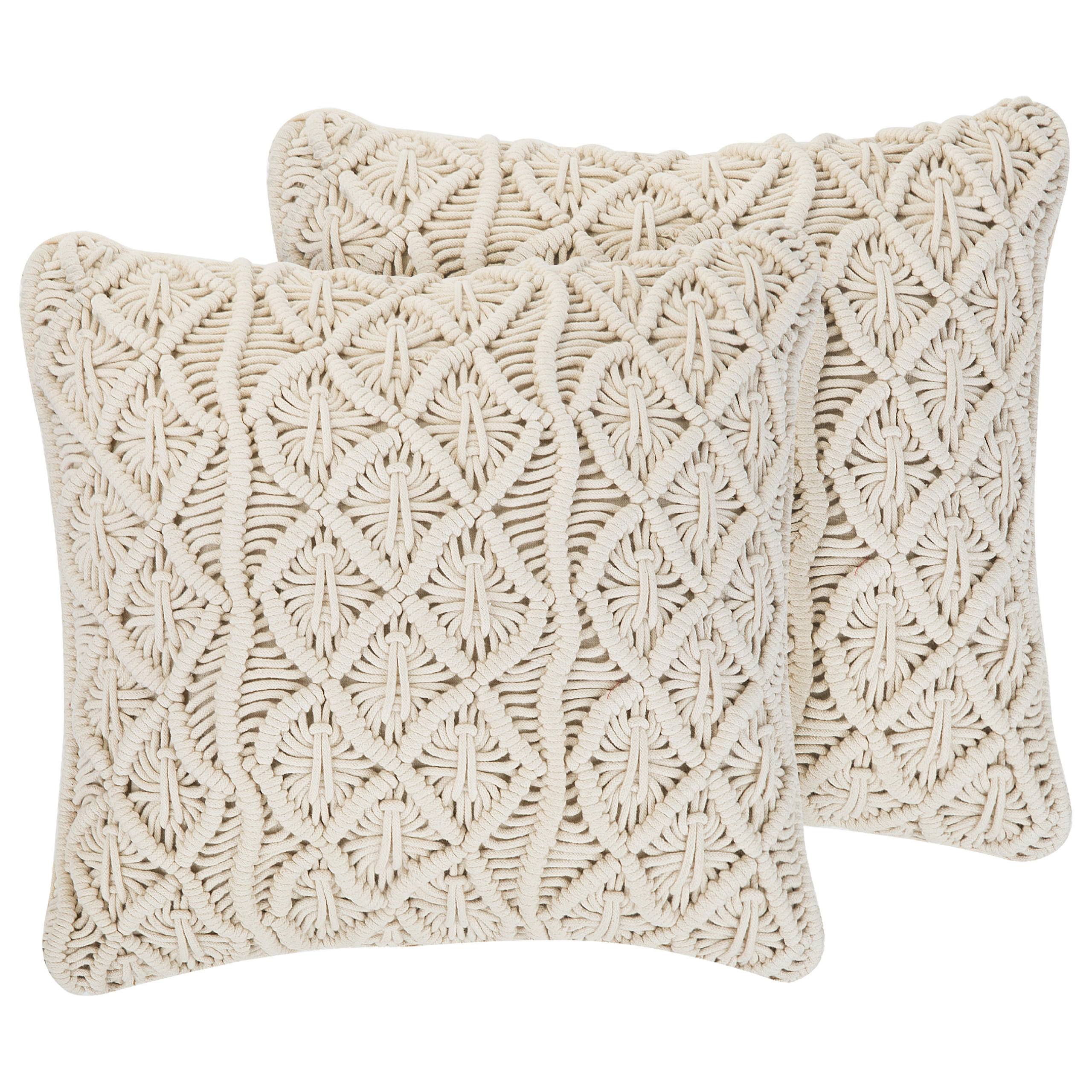 DEKOKISSEN 2er-Set Beige 45/45 cm Goreme - Beige, Textil (45/45cm) - Beliani