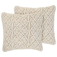 DEKOKISSEN 2er-Set Beige 45/45 cm Goreme - Beige, Textil (45/45cm) - Beliani