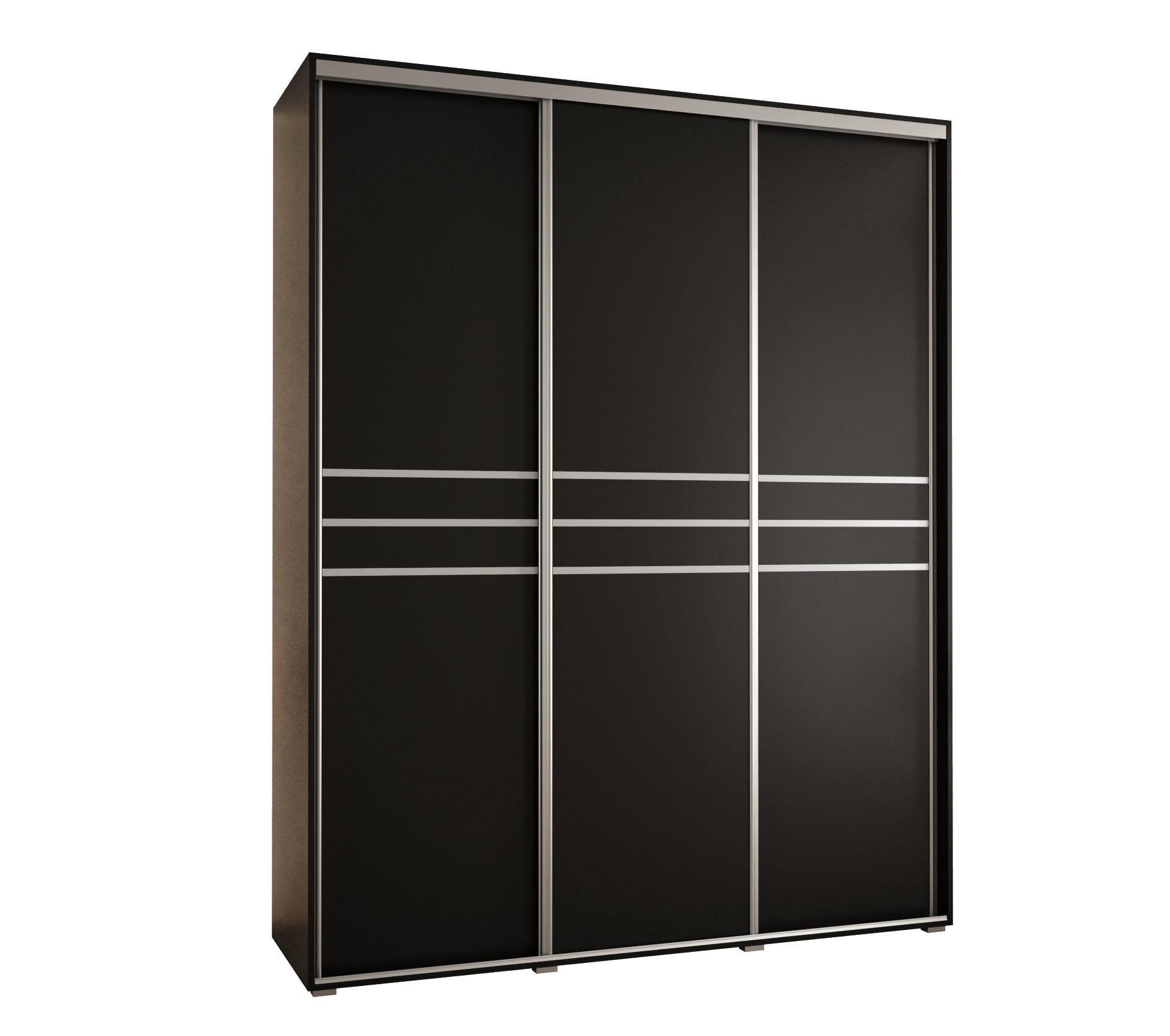 SCHWEBETÜRENSCHRANK 235,2/200/60 3-türig - Silberfarben/Schwarz, Holz/Metall (200/235/60cm) - Abiks Möbel