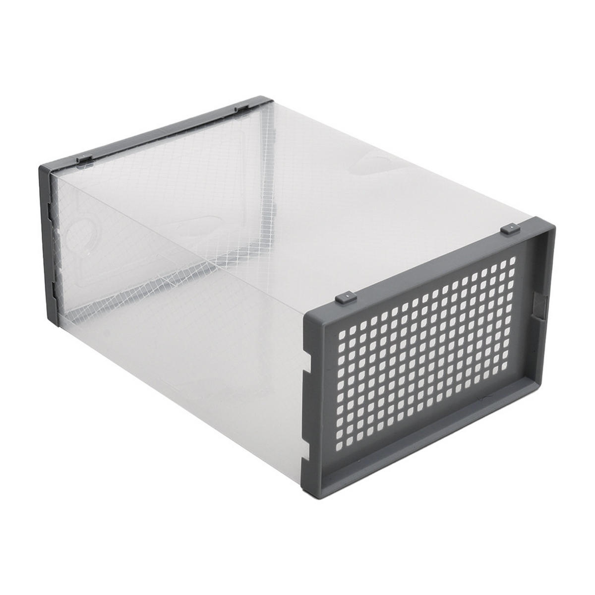 SCHUHBOXEN Kunststoff Grau 12er-set 33x23x14cm- Einfacher doppelrahmen klappbarer mehrschichtiger Aufbewahrungsständer - Grau, Kunststoff (23/14/33cm) - Livingandhome