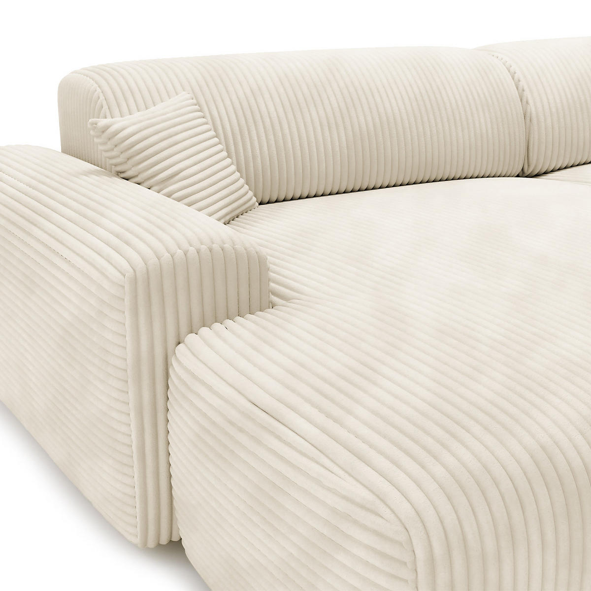 ECKSOFA mit Longchair - Cord - Creme/Schwarz, Kunststoff/Textil (284/178cm) - home24