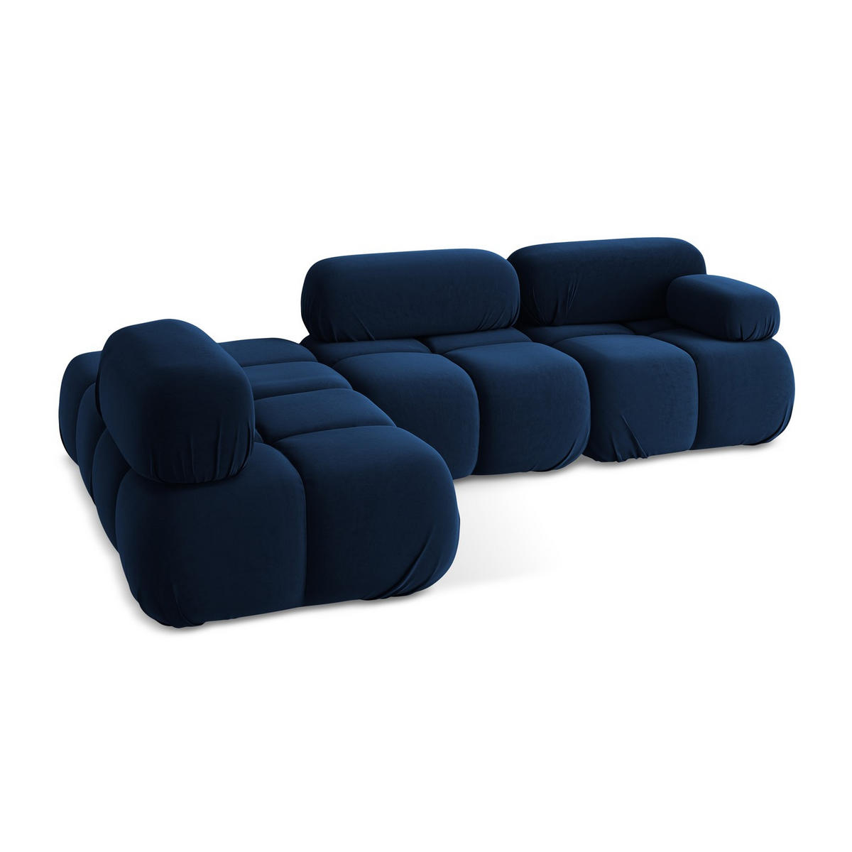 ECKSOFA Links Samt Stoff Blau - Blau/Schwarz, Kunststoff/Textil (190/285cm) - LaMiaSofa