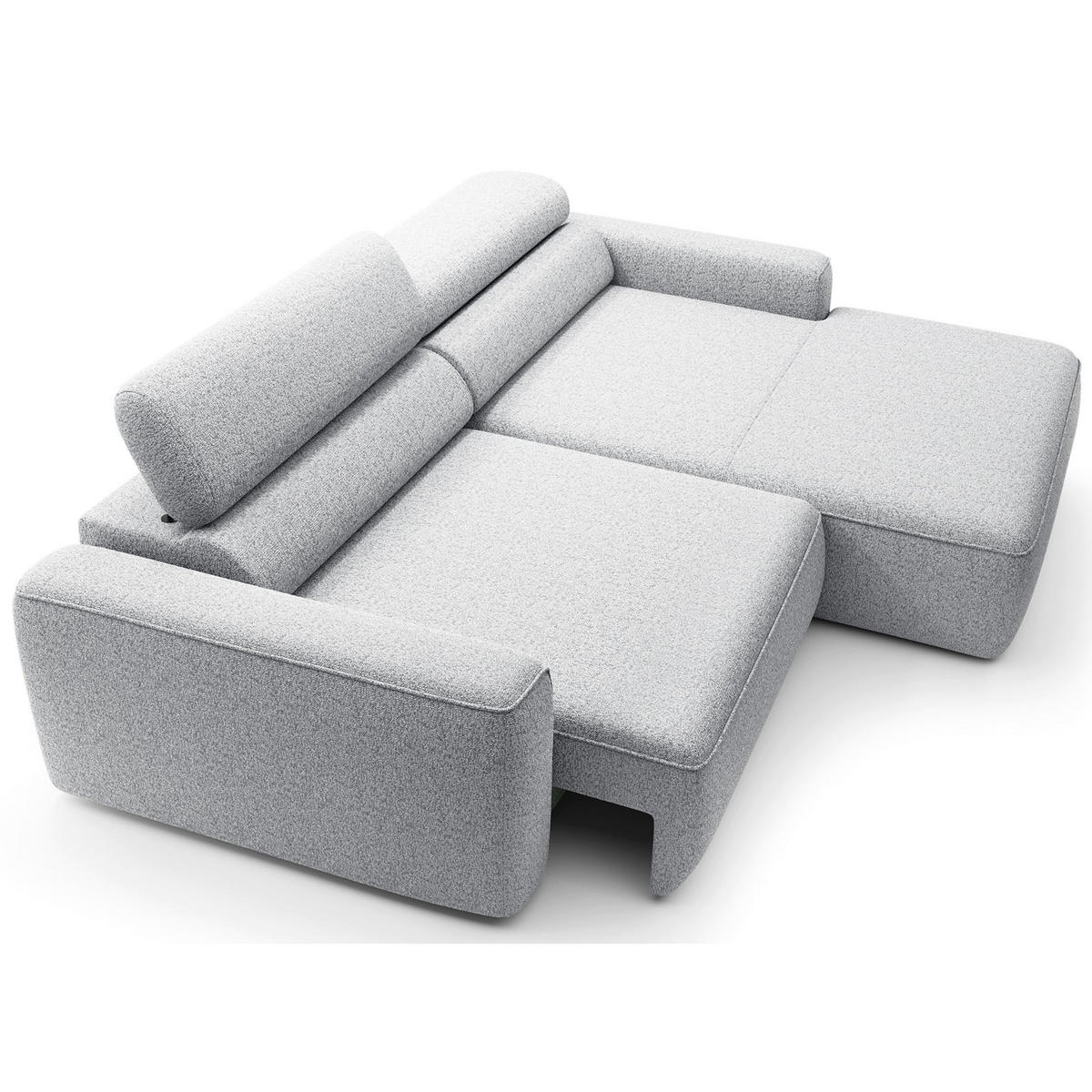 ECKSOFA Fando mit Schlaffunktion, L-Form, 4-Sitzer 252 cm, rechts Flechtstoff Hellgrau - Hellgrau/Schwarz, Holz/Kunststoff (182/252cm) - Selsey