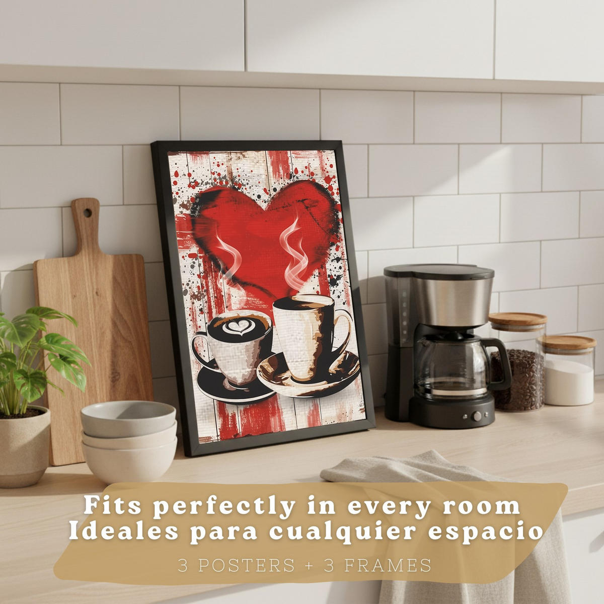 PLAKAT Sada 3 Čokoláda A3 Černý rám - černá, papír (29.7/1/42cm) - Nacnic