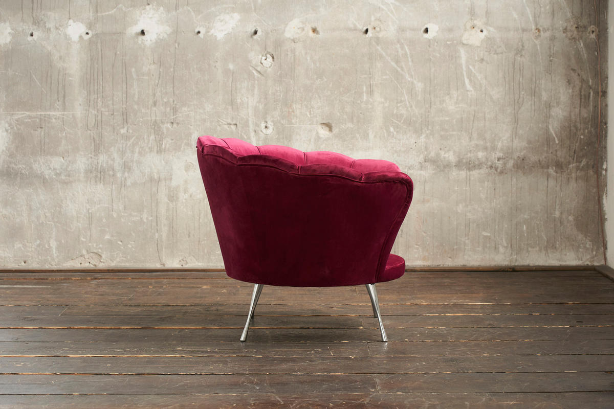 SESSEL NARLA Rot Velvet - Rot/Silberfarben, Textil (97/78/70cm) - KAWOLA