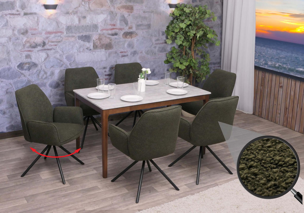 ESSZIMMERSTUHL Grün 6er-Set - Grün, Textil (60/86/60cm) - MCW