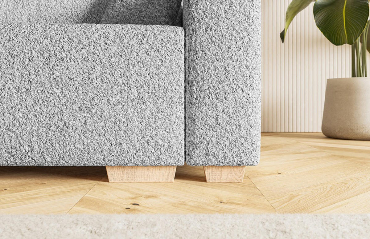 SCHLAFSOFA SOFIA, Sofa mit Schlaffunktion und Bettkasten, Farbe: Grau, Bouclé-Stoff - Grau, Textil (236/92/85cm) - Sepro Meble