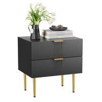 ESSTISCH 53/41,5 cm Schwarz aus MDF und Metall mit 2 Schubladen - Schwarz, Holzwerkstoff (41.5/53/52.5cm) - OKMYHOME