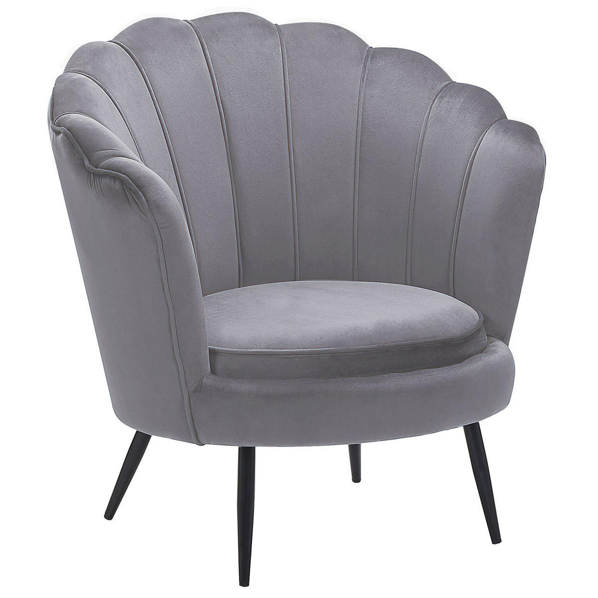 SESSEL Samtstoff grau/schwarz Muscheldesign Lovikka - Schwarz/Grau, Textil (79/85/77cm) - Beliani