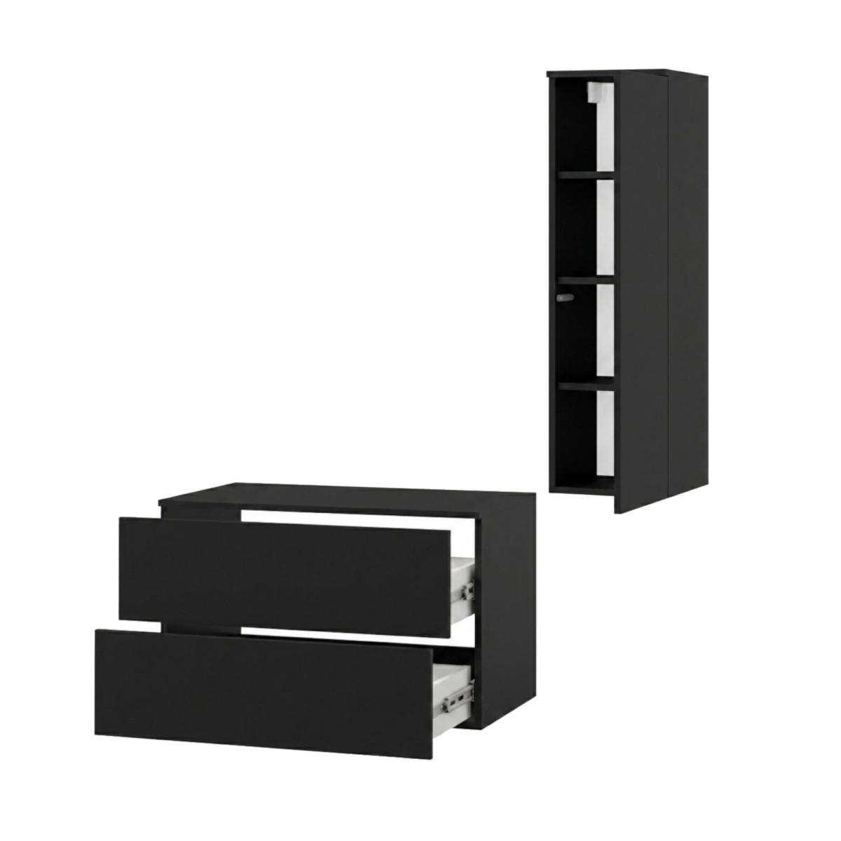 BADMÖBEL-SET Color Schwarz 2-Teilig (2S 80 + 1D 100) - Schwarz, Holzwerkstoff (110/160/45cm) - mzm24