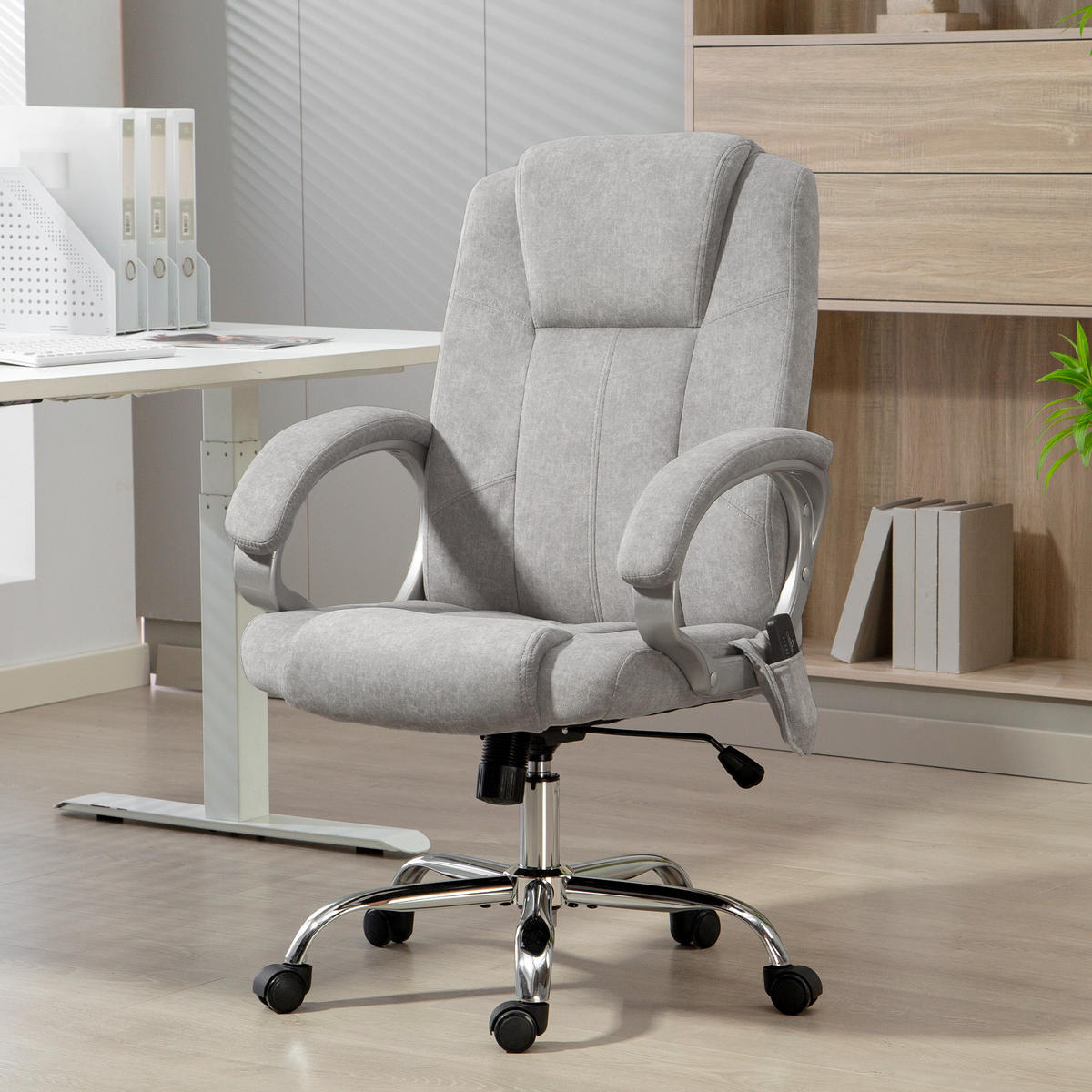 BÜROSTUHL Grau, Massage- & Heizfunktion, Höhenverstellbar, 66/70/111-119 cm - Grau, Metall (70/119/65cm) - PANGIVO