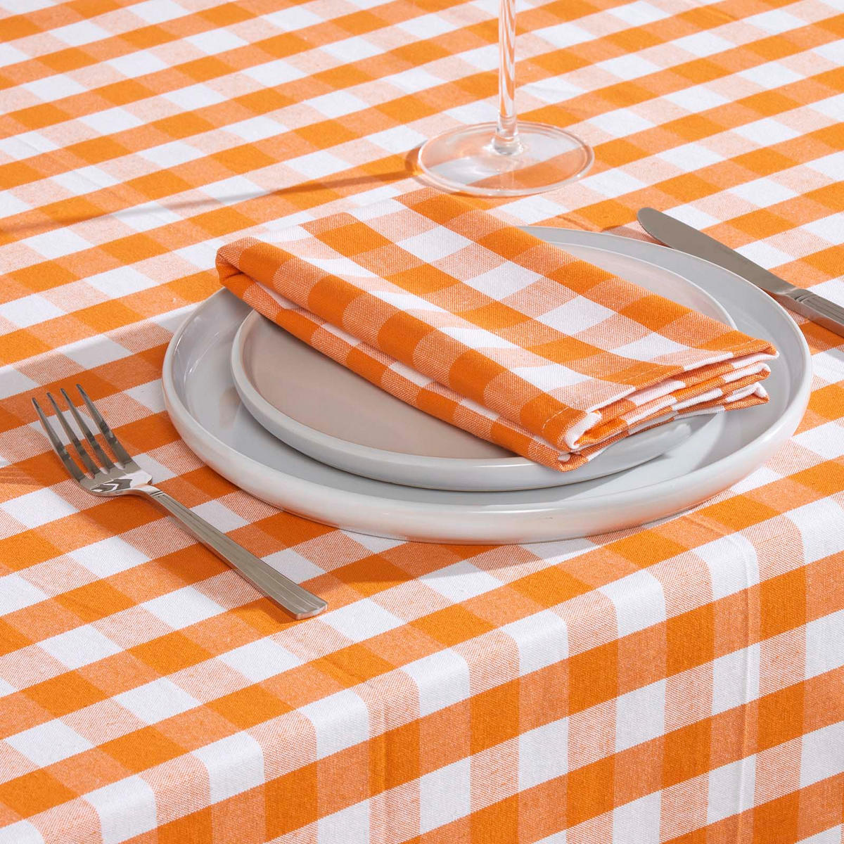 TISCHDECKE Vichy-Karo orange kariert, 137/178 cm - Orange, Textil (137/178cm) - Homescapes
