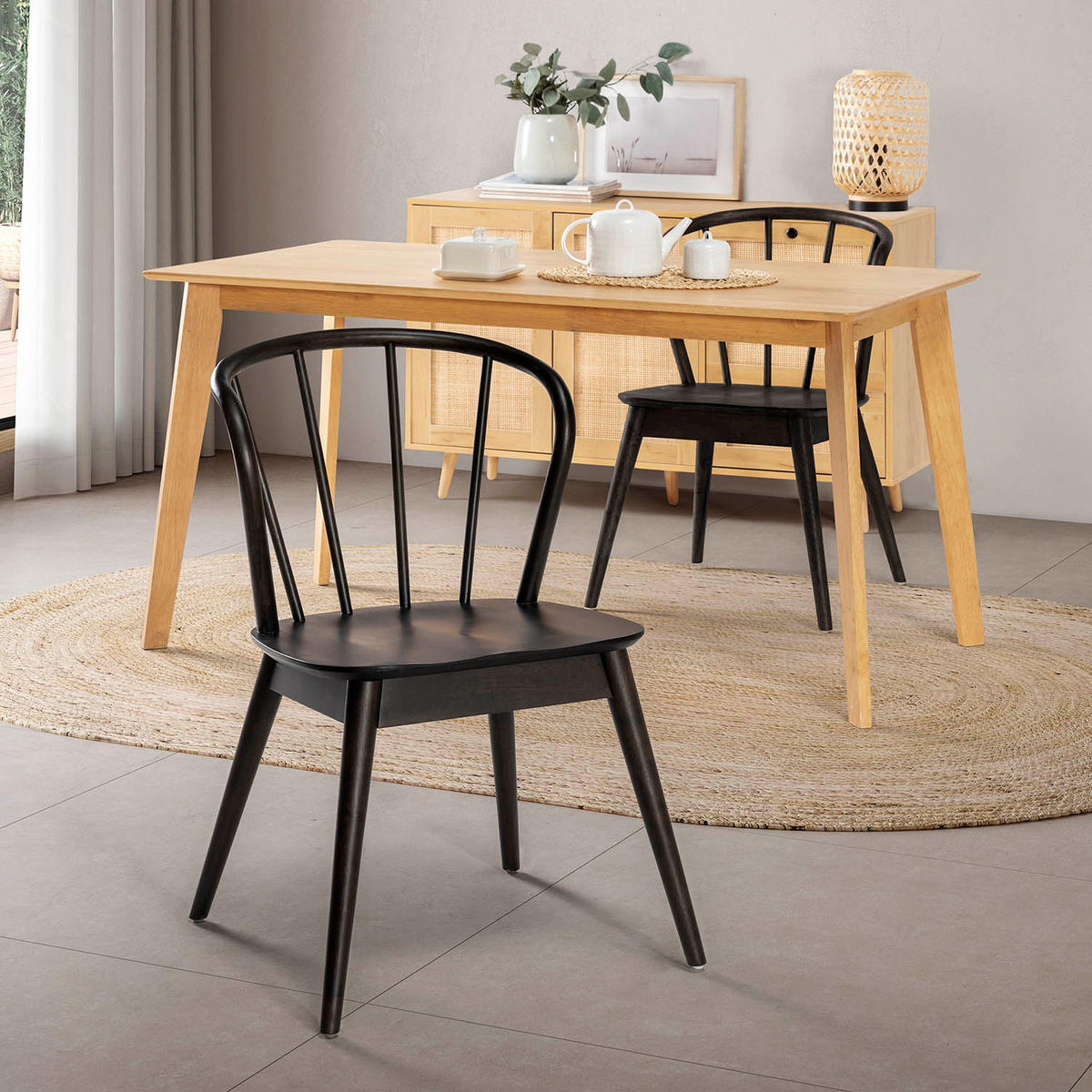 STUHL 2er-Set Brisa Farbe Schwarz, Massivholz - Schwarz, Holz (47/83/59cm) - VS Venta-stock