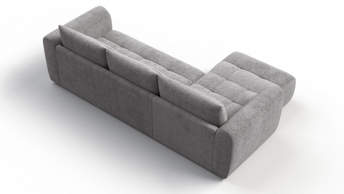 ECKSOFA SORENO 4-Sitzer, platingrau - Schwarz/Grau, Holz/Textil (293/171cm) - Courtois Laville