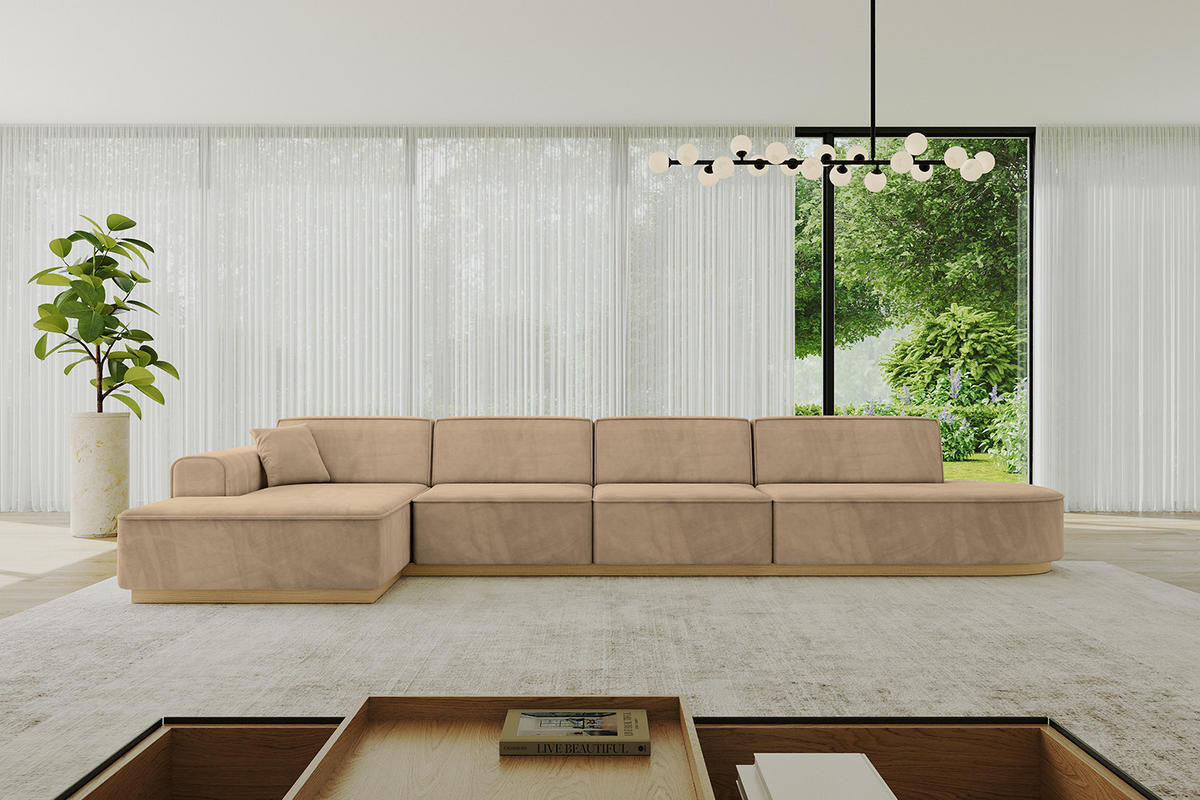 ECKSOFA Ottomane Links IREA-L3-v2 - 413x171x83 cm Beige - Beige, Holzwerkstoff/Textil (413/171cm) - ALTDECOR