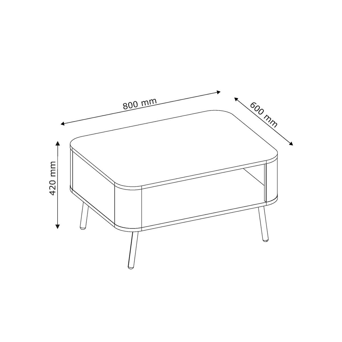 COUCHTISCH NOIR 80/60/42 cm Rechteckig, Schwarz - Schwarz, Holzwerkstoff/Metall (60/80/42cm) - Idohome