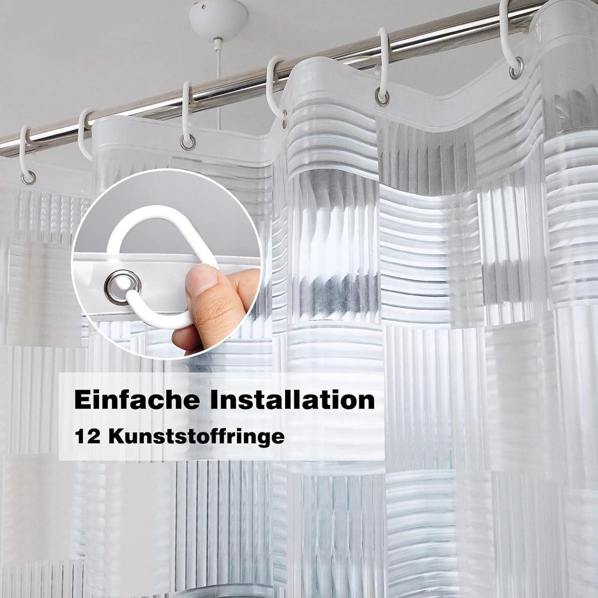 DUSCHVORHANG Geometrisch 3D 180 x 200 cm Wasserdicht EVA - Transparent, Kunststoff (180/200cm)