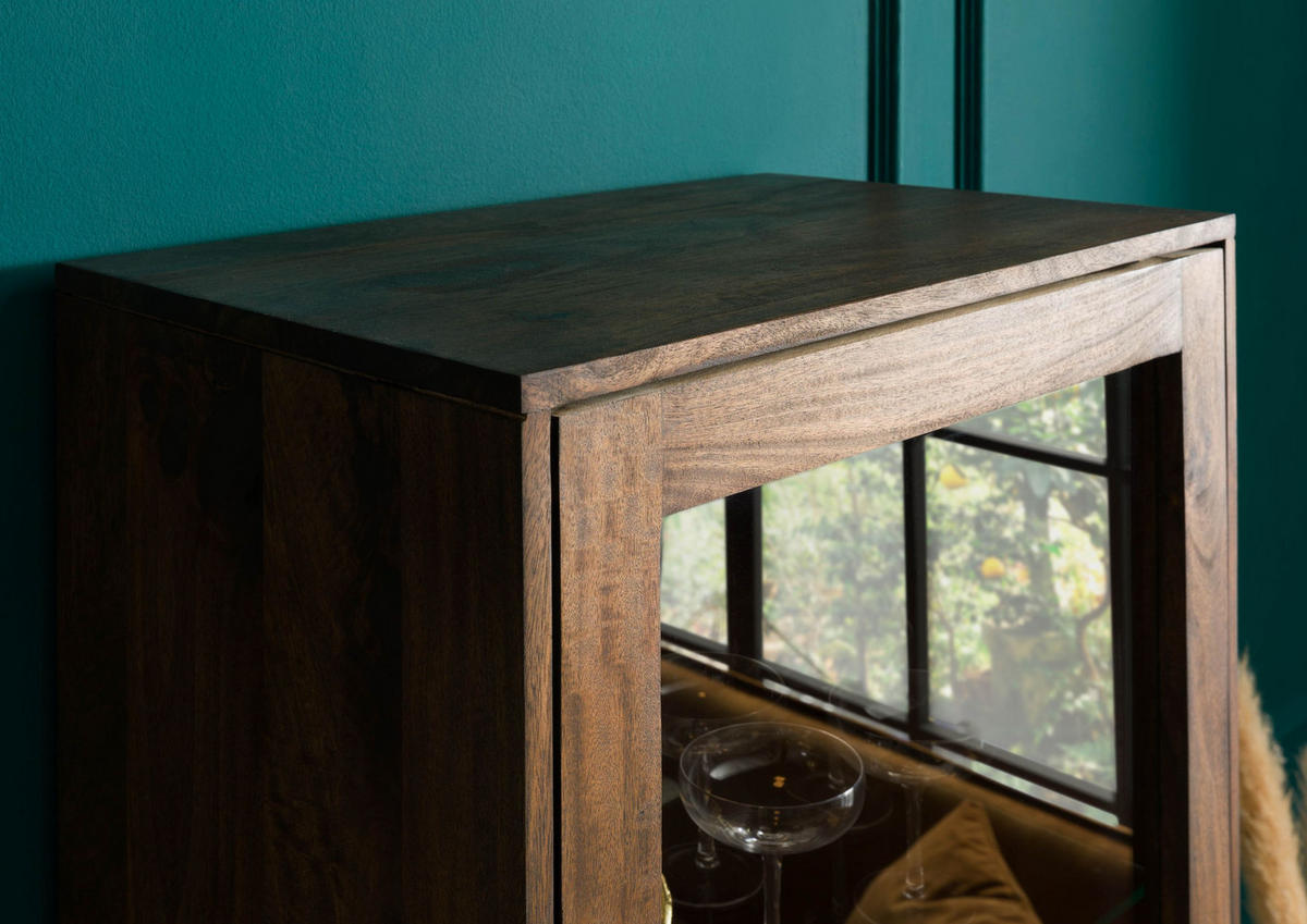 VITRINE Mango 63x40x200 braun geölt DIAMOND #216 - Braun, Holz (63/200/40cm) - Massivmoebel24