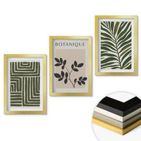 WANDBILDER 3er Set - 20x30 cm Goldrahmen - Botanischer Boho-Minimalismus - Goldfarben, Kunststoff (20/30cm) - ArtPrintCave