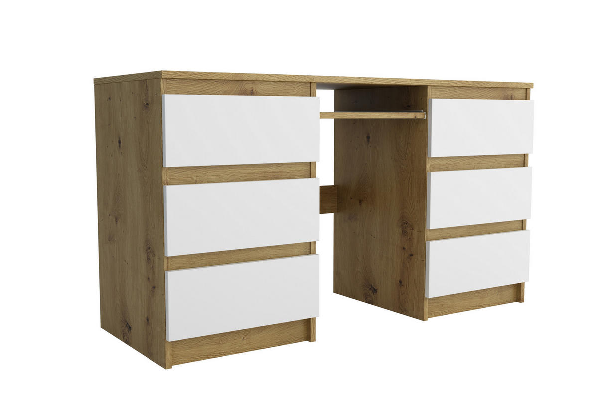 SCHREIBTISCH ANGULO 130x50x75 cm Bürotisch Computertisch, Eiche Artisan - Eiche Artisan, Holzwerkstoff (50/130/75cm) - MASSENO