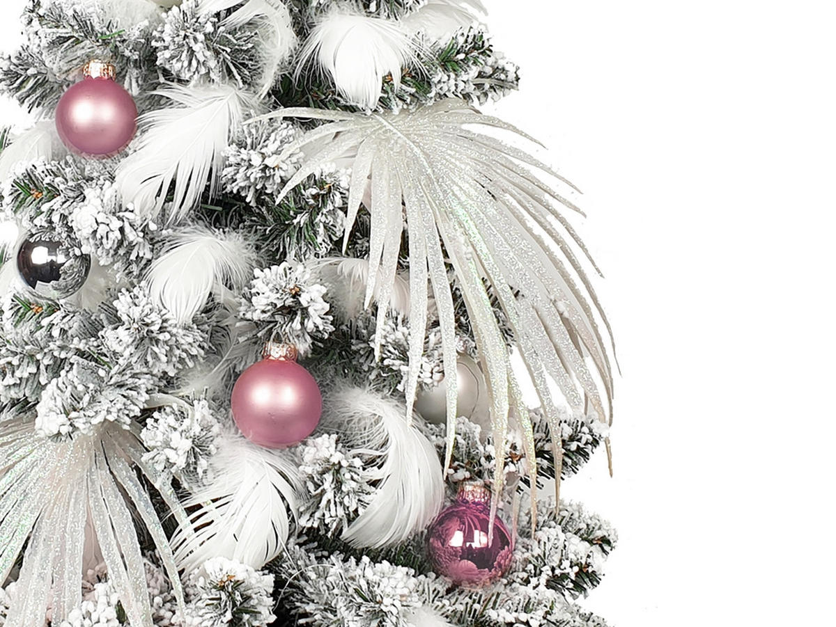 LAALU WEIHNACHTSBAUM geschmückt künstlich POLAR PINK 60 cm mit LED-Beleuchtung IN FLOWER - Silberfarben/Weiß, Kunststoff (60cm) - LAALU
