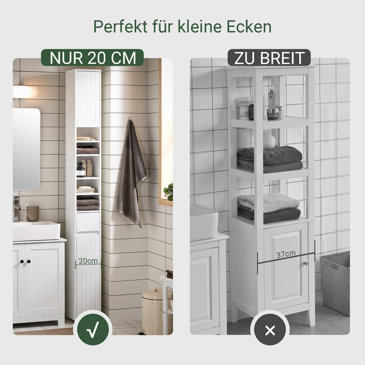 HOCHSCHRANK Weiß - Weiß, Holzwerkstoff (20/180/20cm) - SoBuy