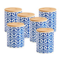 VORRATSDOSE 6 Stück Marokko, Keramik blau / weiß - Ø 9,2 x 12,2cm - Multicolor, Keramik (9.2/12.2/9.2cm) - Zeller Present