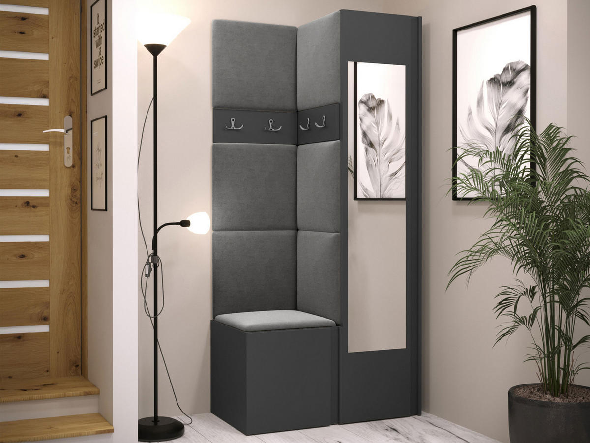 GARDEROBEN-SET Orion XXV - Graphitfarben/Grau, Holzwerkstoff/Kunststoff (82/186/46cm) - MIRJAN24