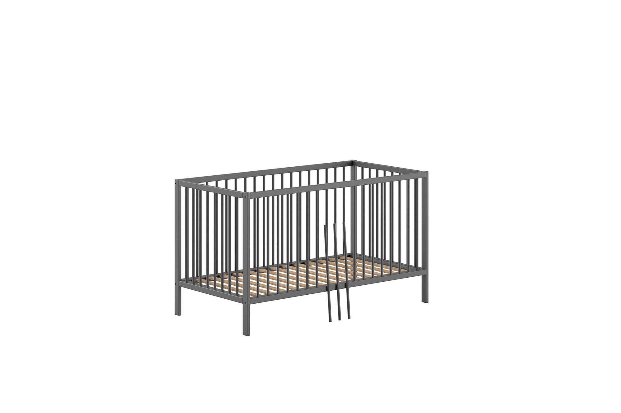 BABYBETT Kara-lynn 144x84x76 aus Massivholz in Buche Anthrazit - Grau, Holz (70/140cm) - 58aufmkessel