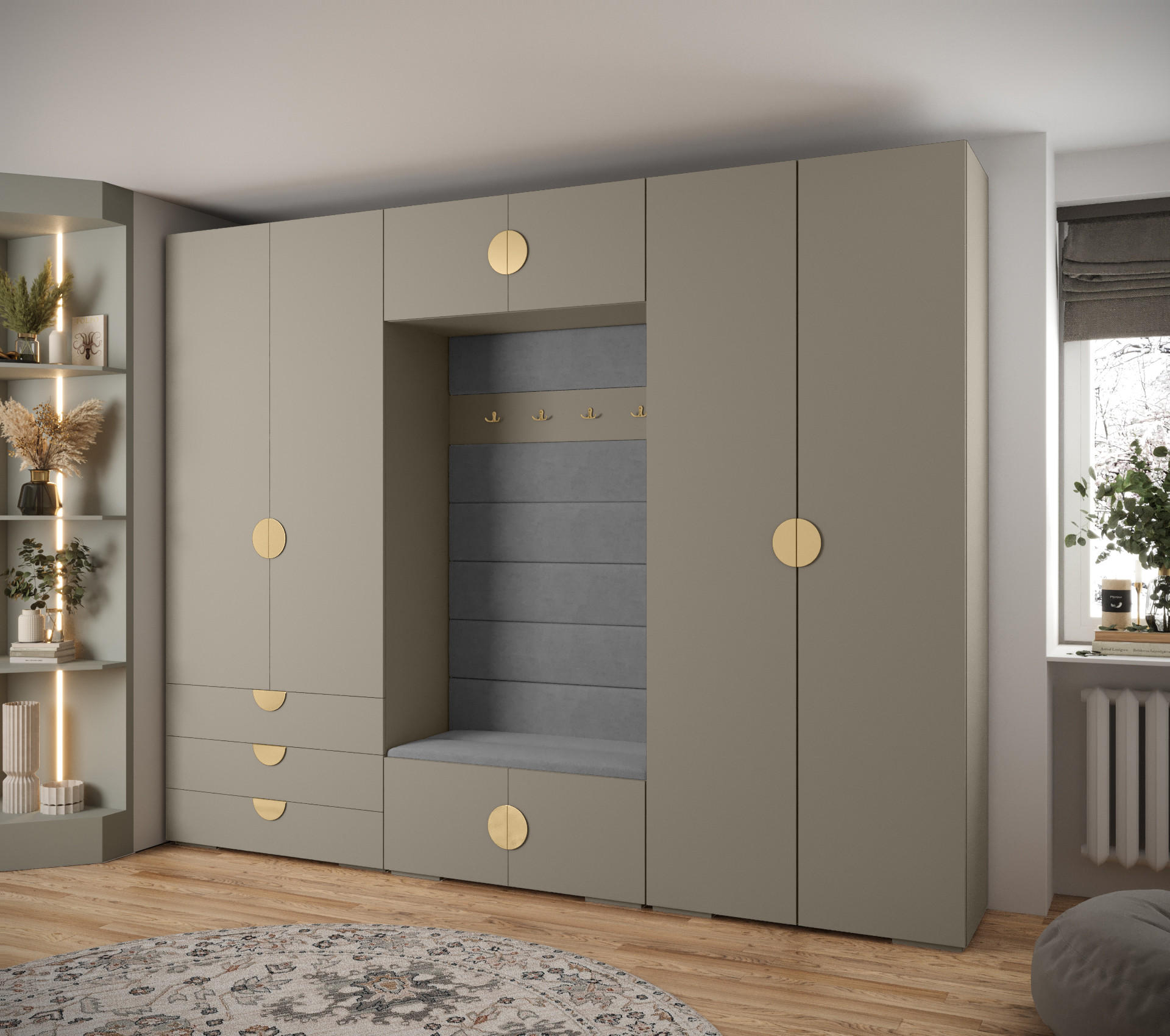 GARDEROBEN-SET 236,7/300/47 - Kaschmir/Goldfarben, Holz/Metall (300/236.7/47cm) - Abiks Möbel