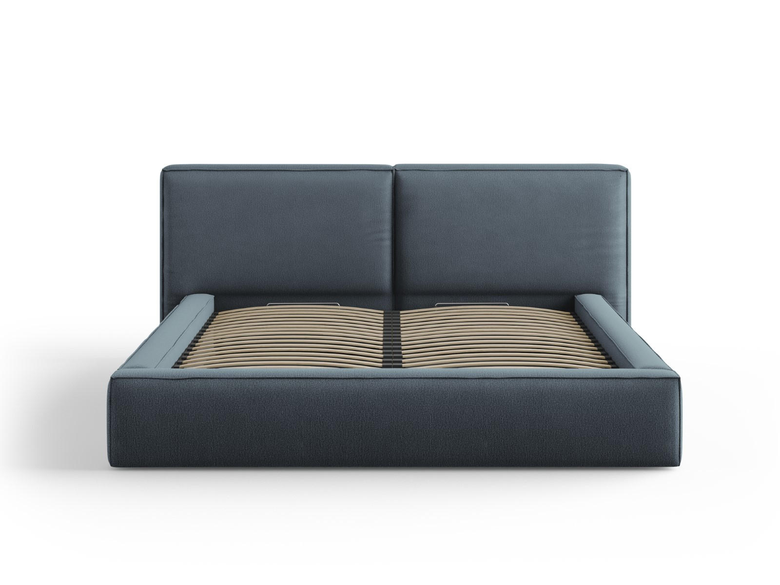 BETT mit Bettkasten und Kopfteil Jodie aus strukturiertem Stoff blau 180x200cm - Blau, Textil (180/200cm) - Micadoni