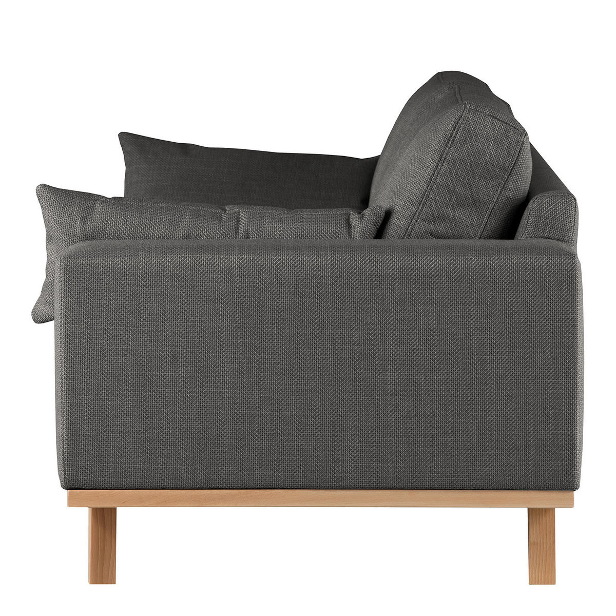 2-SITZER SOFA - Dunkelgrau/Buchefarben, Buchenholz/Textil (197/81/88cm) - home24