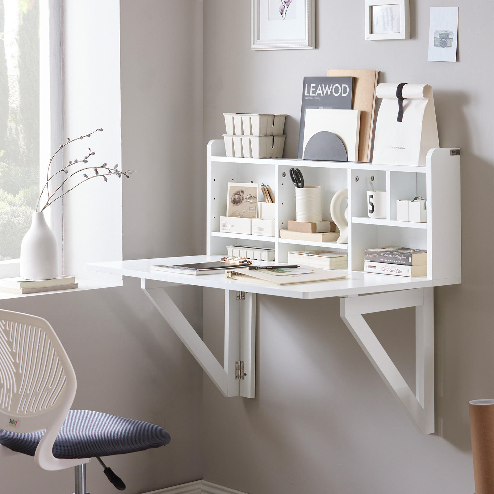 WANDKLAPPTISCH Weiß - Weiß, Holzwerkstoff (90/78/60cm) - SoBuy