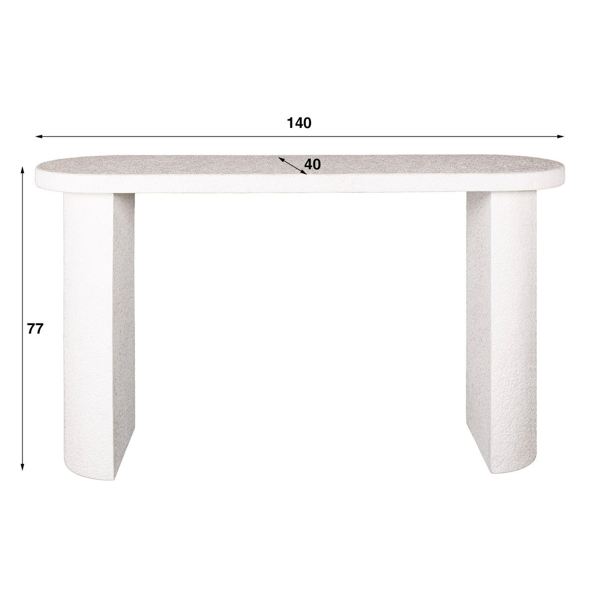 FLURTISCH Arch Weiß 70/140/77 cm - Weiß, Stein (70/140/77cm) - Hoyz Collection