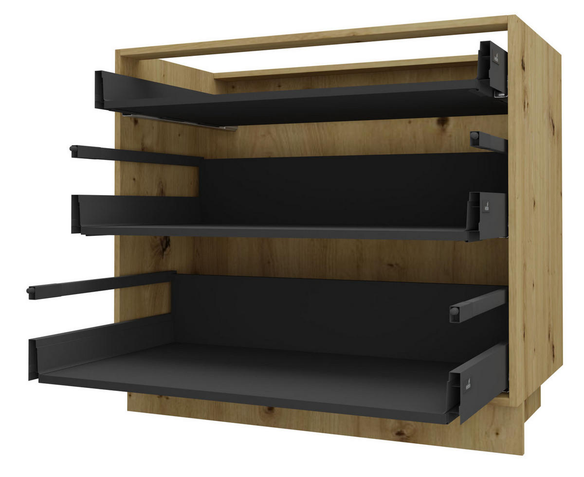 SCHUBLADENUNTERSCHRANK Bari D3/90 Eiche Artisan / RAL 7040 fenstergrau 90 / 50 / 82cm HETTICH Vollauszug - Eiche Artisan/Grau, Holz/Holzwerkstoff (90/82/50cm) - Feldmann-Wohnen