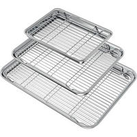 BACKBLECH mit Gitter 3-teiliges Set Edelstahl - Silberfarben, Metall (31.1/2.5/40.6cm)