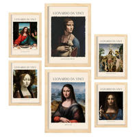 POSTER Set Mit 6 Da Vinci Malergalerie Dekorative Gemälde Für Ihr Wohnzimmer Schlafzimmer Zuhause Wandkunstdrucke A3 & A4 Rahmen Aus Hellem Holz - Beige, Papier (29/3cm) - Nacnic