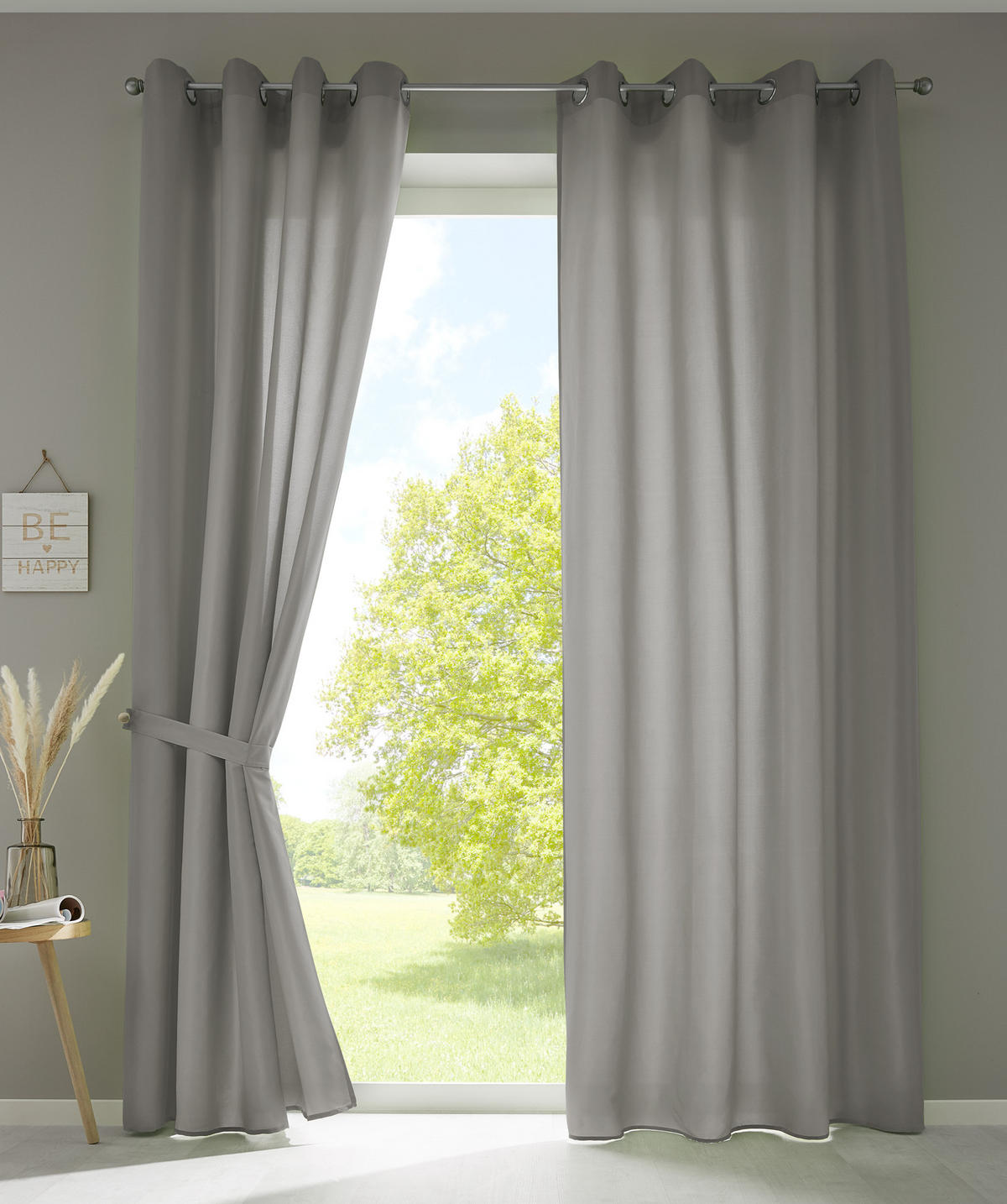 VORHANG 2ER SET BERLIN HxB 175x140cm Hellgrau - Hellgrau, Textil (140/175/175cm) - Gardinenbox