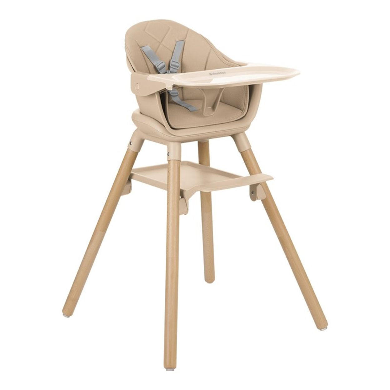HOCHSTUHL Woody 3 in 1 beige Holzbeine Kinderstuhl Fußstütze Tablett - Beige, Kunststoff (57/90/62cm) - Kikka boo
