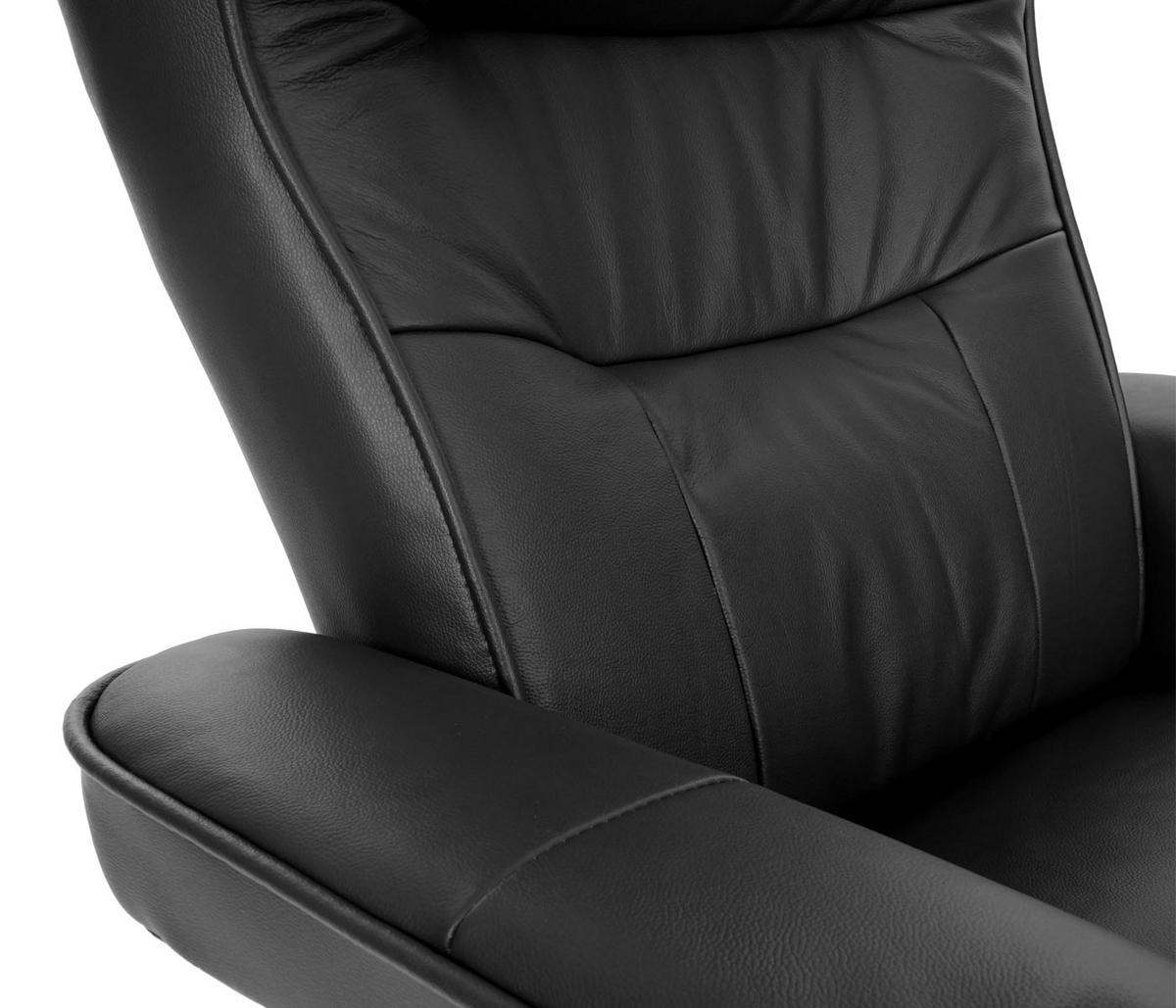 RELAXSESSEL MIT HOCKER Schwarz - Schwarz, Leder (83/104/83cm) - MCA