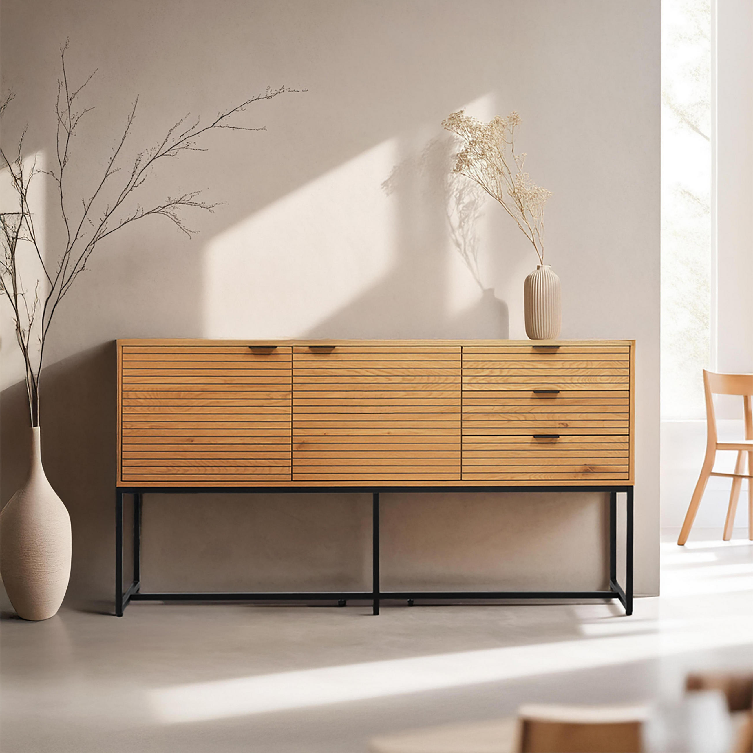 SIDEBOARD 160 cm, Holz - Braun, Holz (40/85/160cm) - Oviala