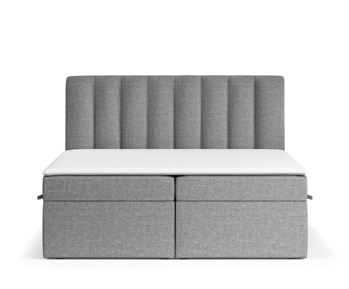 BOXBETT Novento Grau 140/200 cm mit Matratze und Topper - Schwarz/Grau, Holz/Holzwerkstoff (140/200cm) - Maison de Reve