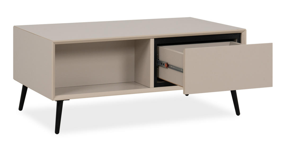 COUCHTISCH sand, schwarz 94 cm, Wohnzimmertisch mit Stauraum - Sandfarben/Schwarz, Holz/Holzwerkstoff (55/94/40cm) - Furn.Design