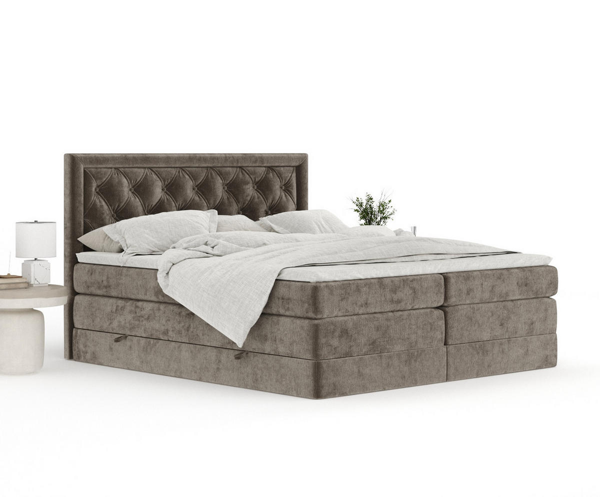 BOXSPRINGBETT Aurelia Braun 180/200 cm - Schwarz/Braun, Holz/Holzwerkstoff (180/200cm) - Maison de Reve