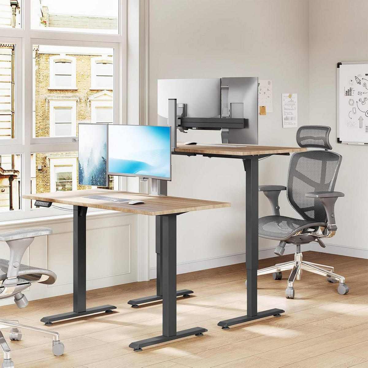 TISCHGESTELL elektrisch, verstellbar, Schwarz - Schwarz, Metall (55.5/90/72cm) - Woltu